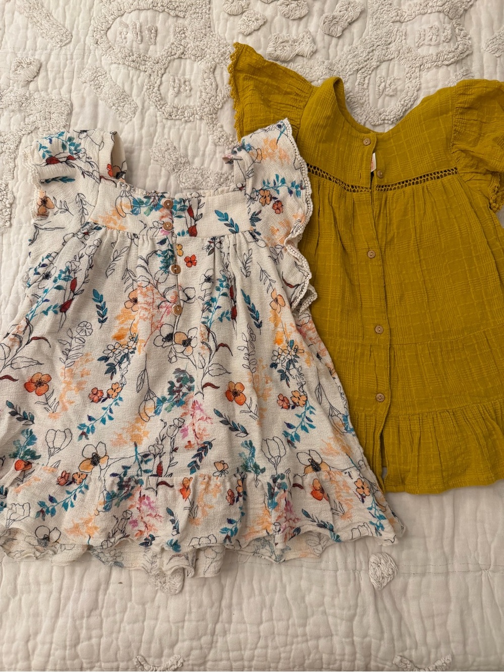 Zara BabyGirl dresses floral and mustard 2/3